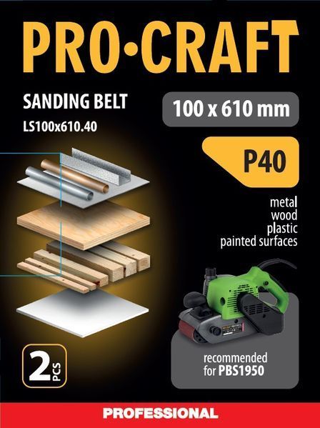 Стрічка шліфувальна Procraft LS100x610.40 (2 шт) 610400 фото