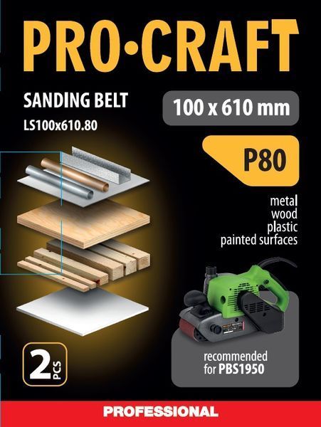 Стрічка шліфувальна Procraft LS100x610.80 (2 шт) 610800 фото