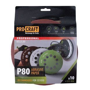 Круг шліфувальний самозачепний Procraft KD225.80 UNIVERSAL (набір 10 шт.) 10 отв. KD22580 фото