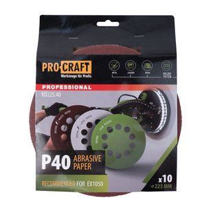 Круг шліфувальний самозачепний Procraft KD225.40 UNIVERSAL (набір 10 шт.) 10 отв. KD22540 фото