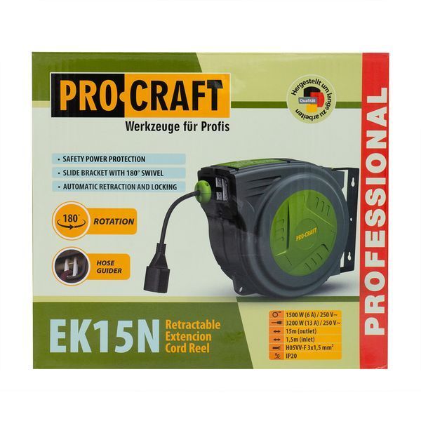 Удлинитель на катушке Procraft EK15N 3x1,5мм&sup2; 15 м 900152 фото